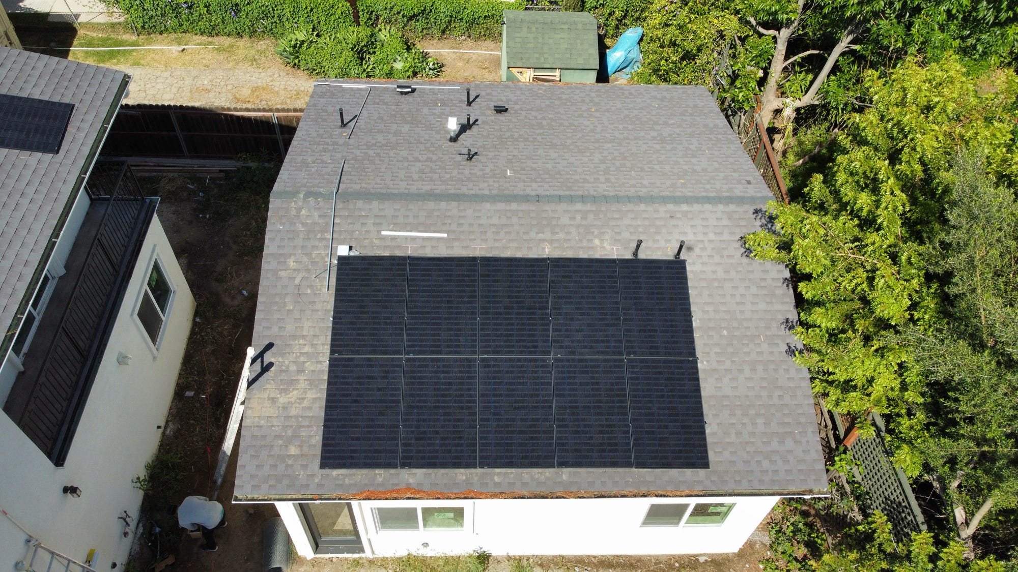 Solar installation detail on a roof